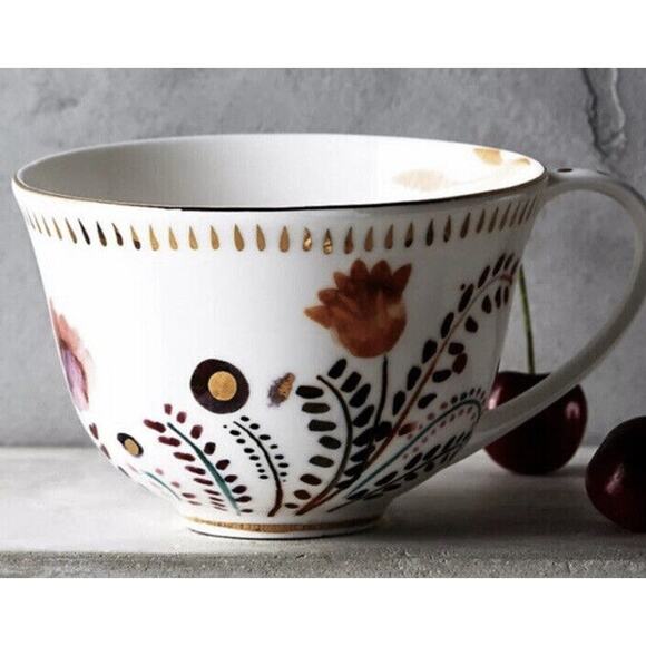 New Anthropologie Harvest Foliage Mug Stoneware Floral Single Replacement - Picture 1 of 5